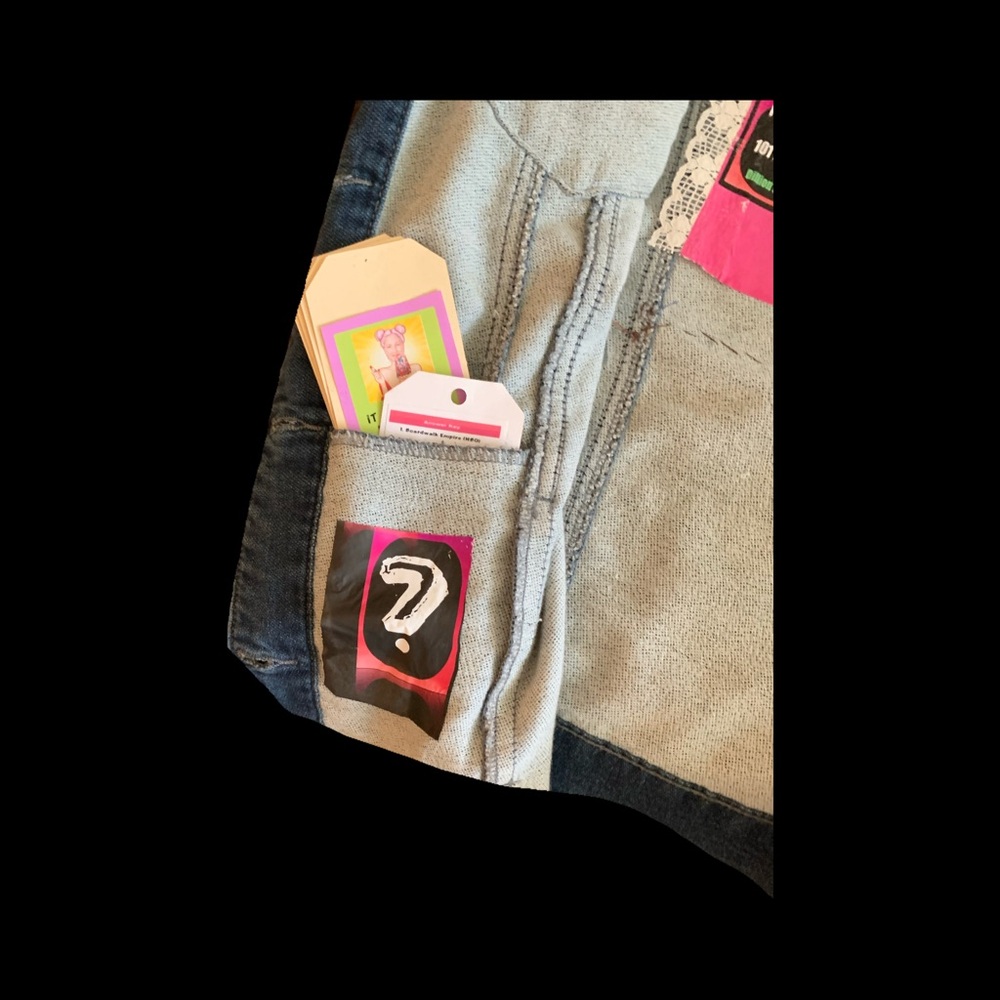 Upcycled Back Jacket Trivia Denim Jacket with Clues to TV Shows on the Back. - Picture 11 of 13